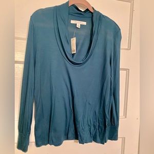 Vocabulary Jewel Toned Blue Slouchy Cowl Neck Top Shirt Size Medium